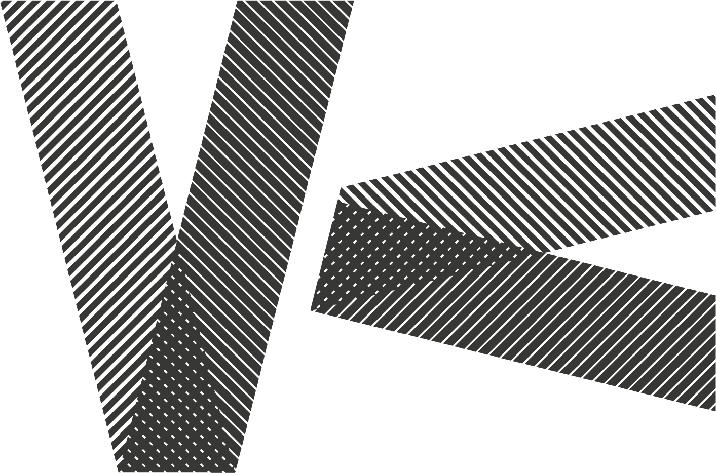 Logo di Vicmediax, monogramma delle lettere V e C con un font particolare strutturato a righe.
